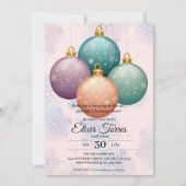 パステルモダンクリスマス飾りベビーシャワー 招待状 (正面)