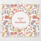 パステルモダングラフィック蝶パターン リキュールボトルラベル (シングルラベル)