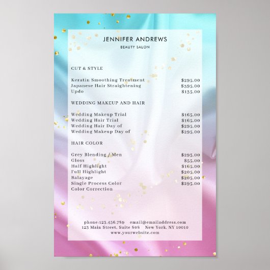 パステルモダングリッターサロン価格表ポスター ポスター (正面)