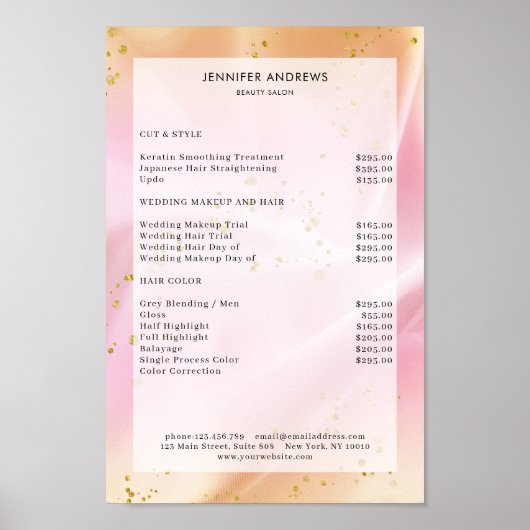 パステルモダングリッターサロン価格表ポスター ポスター (正面)