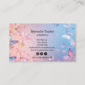 パステルモダングリッターバタフライエステティシアメイクアップ 名刺 (裏面)