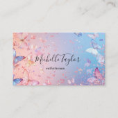 パステルモダングリッターバタフライエステティシアメイクアップ 名刺 (正面)