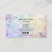 パステルモダングリッターバタフライエステティシアメイクアップ 名刺 (裏面)