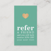 パステルモダングリーンホワイトフェイク金ゴールドハートサロン 紹介カード (正面)