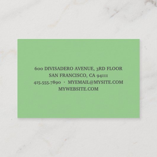 パステルモダングリーン美しいユーパーソナライズされたネーム 名刺 (裏面)