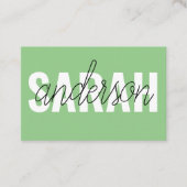 パステルモダングリーン美しいユーパーソナライズされたネーム 名刺 (正面)