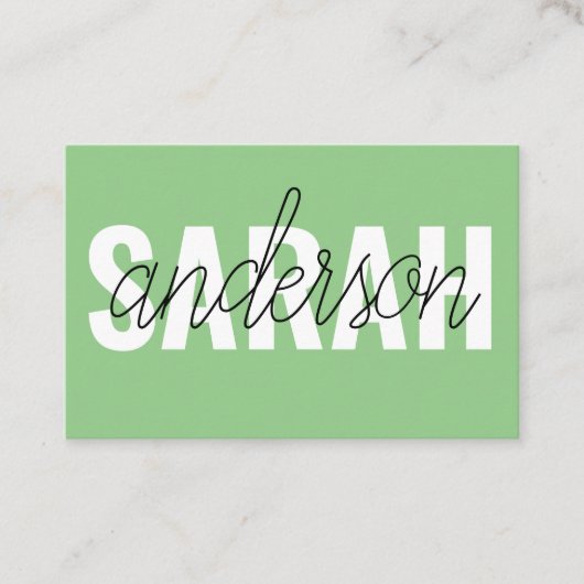 パステルモダングリーン美しいユーパーソナライズされたネーム 名刺 (正面)