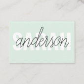 パステルモダングリーン美しいユーパーソナライズされたネーム 名刺 (正面)