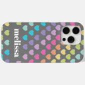 パステルモダングレイハート形状パターン Case-Mate iPhoneケース (裏面 (横))