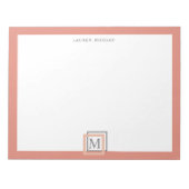 パステルモダンコーラルモノグラムパーソナライズされたノートパッド ノートパッド (正面)