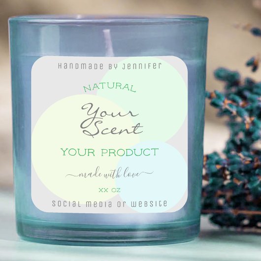 パステルモダンサークル付き製品包装ラベル スクエアシール