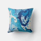 パステルモダンシェードの青い海の抽象芸術 クッション (裏面)