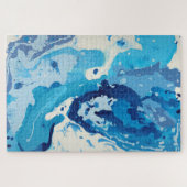 パステルモダンシェードの青い海の抽象芸術 ジグソーパズル (横)