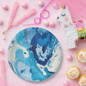 パステルモダンシェードの青い海の抽象芸術 ペーパープレート (パーティー)