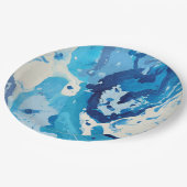 パステルモダンシェードの青い海の抽象芸術 ペーパープレート (アングル)
