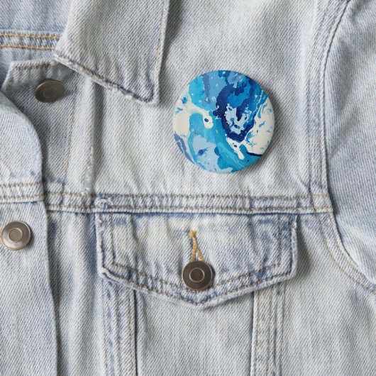 パステルモダンシェードの青い海の抽象芸術 缶バッジ (インサイチュ)