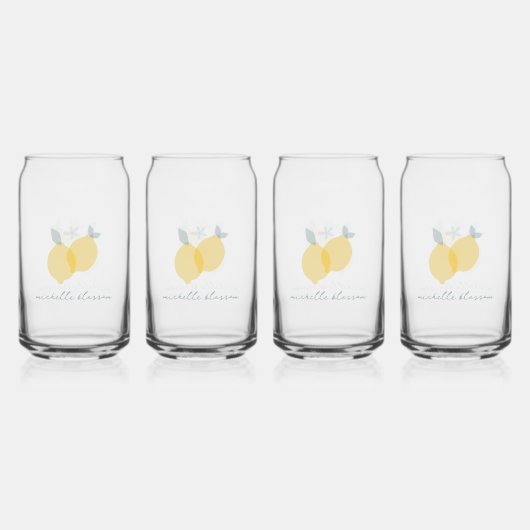 パステルモダンシトラスレモンズパターン名前をカスタムする ガラス缶 (正面)