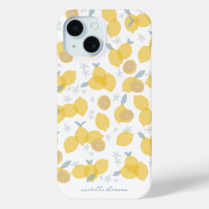 パステルモダンシトラスレモンズパターン名前をカスタムする iPhone 15ケース