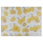 パステルモダンシトラスレモン模様モノグラム カッティングボード (正面)