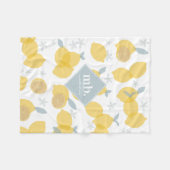 パステルモダンシトラスレモン模様モノグラム フリースブランケット (正面(横))