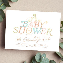 パステルモダンスウィートとベビーエレガントシャワー 招待状