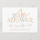 パステルモダンスウィートとベビーエレガントシャワー 招待状 (正面)