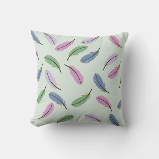 パステルモダンスタイリッシュブルーフェザーパターン クッション (正面)