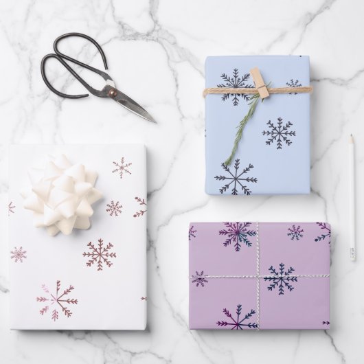 パステルモダンスノーフレーク ラッピングペーパーシート (正面)
