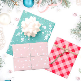 パステルモダンス雪の格子模様 ラッピングペーパーシート
