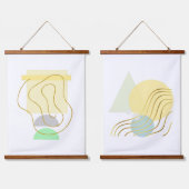 パステルモダンズ&金ゴールド抽象的 吊り下げ型タペストリー (ダブル)