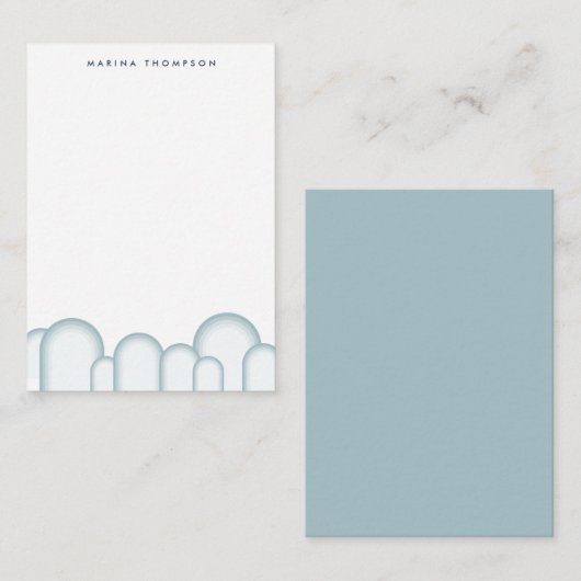 パステルモダンセージグリーンレトロヴィンテージ ノートカード (正面/裏面)