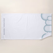 パステルモダンセージグリーンレトロヴィンテージ ビーチタオル (正面)