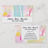 *~*パステルモダンターコイズピンクイエロー抽象芸術 名刺 (正面/裏面)
