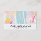 *~*パステルモダンターコイズピンクイエロー抽象芸術 名刺 (正面)