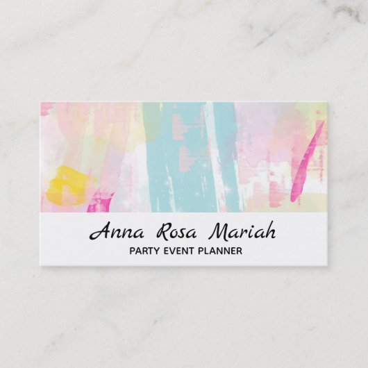 *~*パステルモダンターコイズピンクイエロー抽象芸術 名刺 (正面)