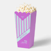 パステルモダンティール（緑がかった色）ピンクストライプコーンポップコーンフェイスボックス フェイバーボックス (はじけた状態)