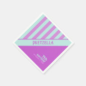 パステルモダンティール(緑がかった色)ピンクストライプズNapkin スタンダードカクテルナプキン (角)