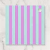 パステルモダンティール(緑がかった色)ピンクストライプメッセージカード フェイバータグ (裏面)