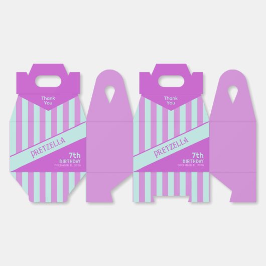 パステルモダンティール(緑がかった色)ピンクストライプ色ゲーブルビーフボックス フェイバーボックス (見開き)