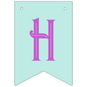 パステルモダンティール(緑がかった色)ピンクストライプ バンティングフラッグ (第2の旗)