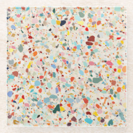 パステルモダンテカラフルラッツォパターン ガラスコースター