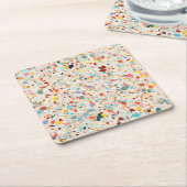 パステルモダンテカラフルラッツォパターン スクエアペーパーコースター (アングル)
