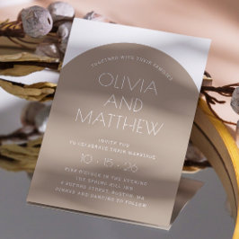 パステルモダントープタイポグラフィ結婚アーチ+ QR 招待状