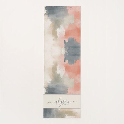 パステルモダンニュートラル抽象芸術ウォーターカラーモノグラム ヨガマット (裏面)