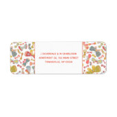 パステルモダンバタフライパターン差出人住所 ラベル (正面)