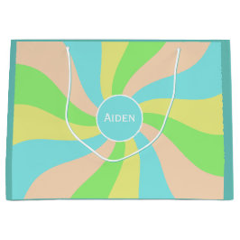 パステルモダンパタお洒落ーン・キッドの名前 ラージペーパーバッグ