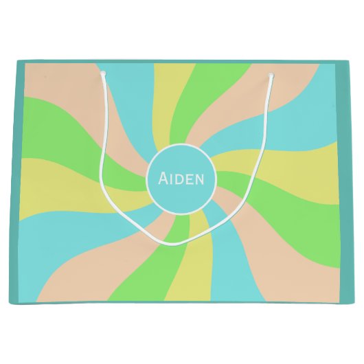 パステルモダンパタお洒落ーン・キッドの名前 ラージペーパーバッグ (正面)