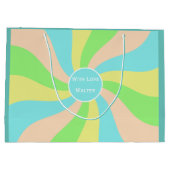 パステルモダンパタお洒落ーン・キッドの名前 ラージペーパーバッグ (裏面)