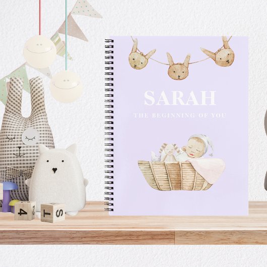 パステルモダンパープルベビープレゼント ノートブック