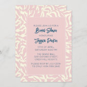 パステルモダンピンクかわいらしブライダルシャワー 招待状 (正面/裏面)